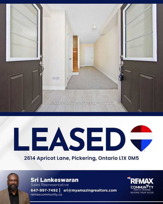 Leased · 2614 Apricot Lane, Pickering